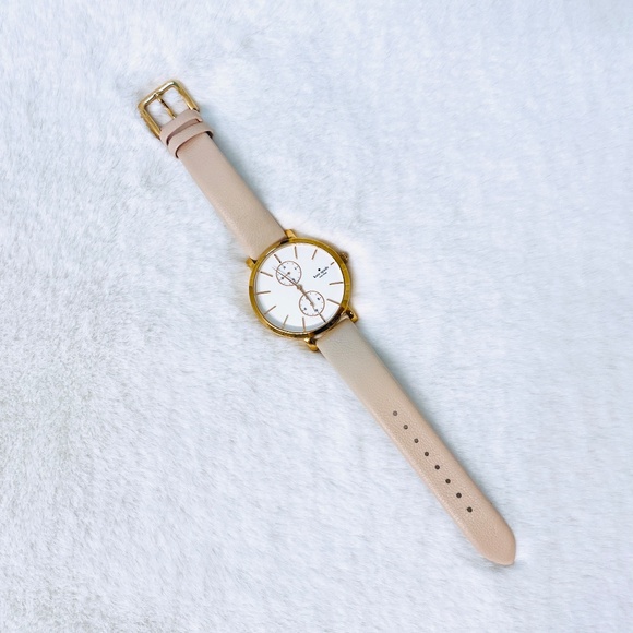 NEW KATE SPADE Gold Tone Watch with Dust Pink Leather Strap display picture 2